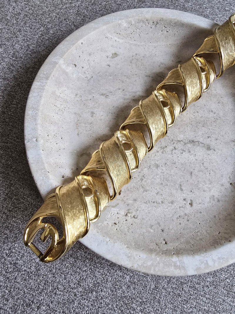 Vintage Givenchy 1980s Gold-Plated Ribbon Link Bracelet