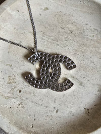 Chanel 2005 XL Silver CC Pendant Necklace