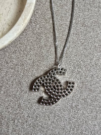 Chanel 2005 XL Silver CC Pendant Necklace