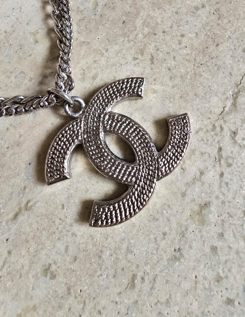 Chanel 2006 Silver-Tone XL CC Pendant Necklace