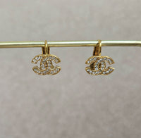 Vintage Chanel 1992 Gold-Plated Crystal CC Logo Clip-On Earrings