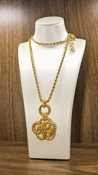 Vintage Sonia Rykiel Gold-Tone Rope Necklace with Sculptural Pendant