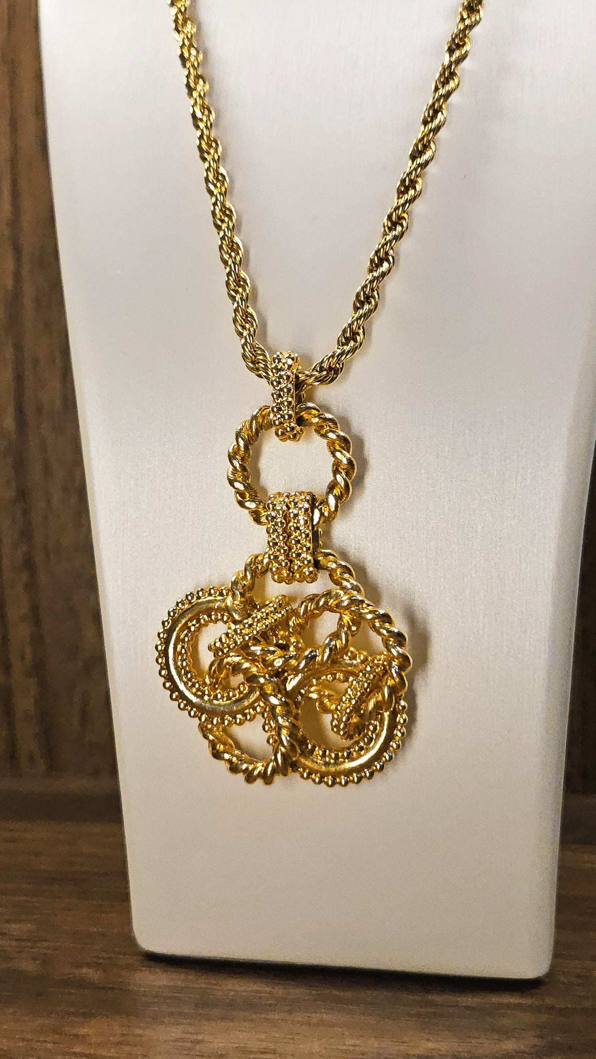 Vintage Sonia Rykiel Gold-Tone Rope Necklace with Sculptural Pendant