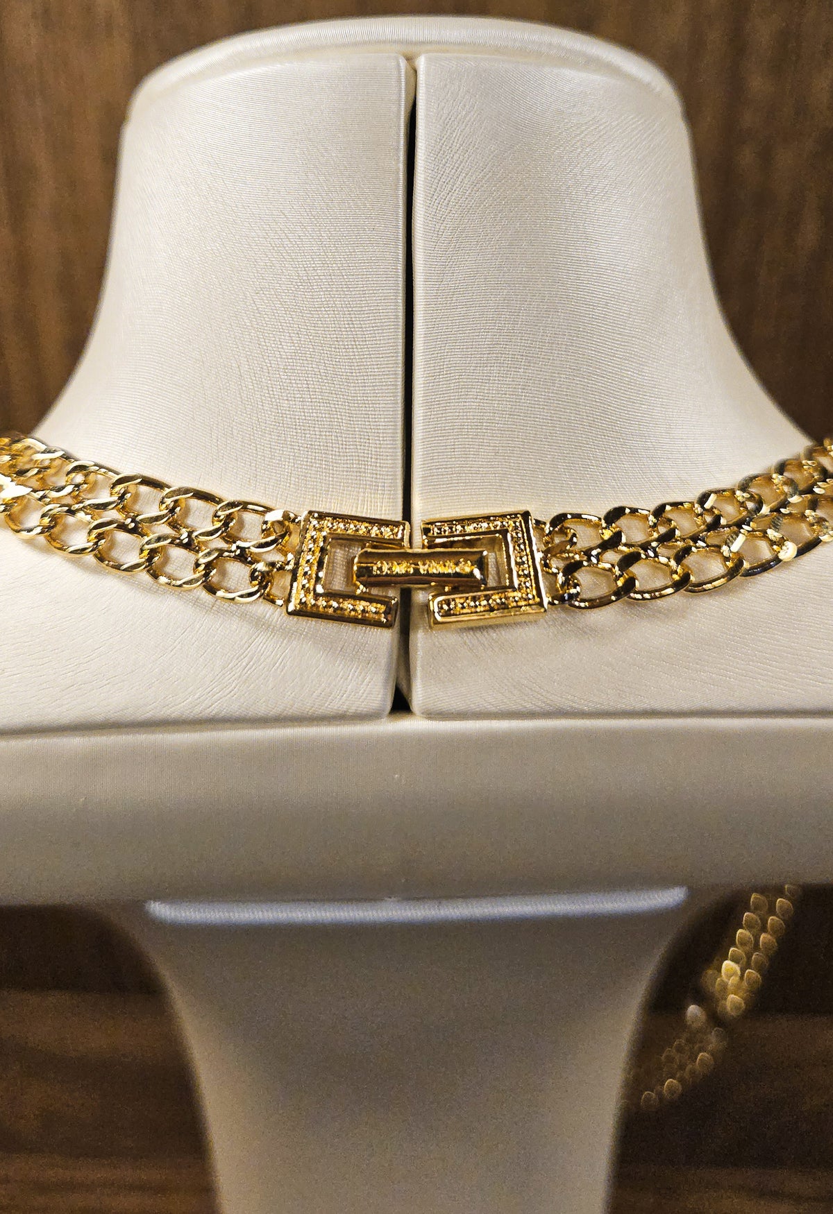 Vintage Nina Ricci Chain Sautoir With Black & Clear Rhinestones