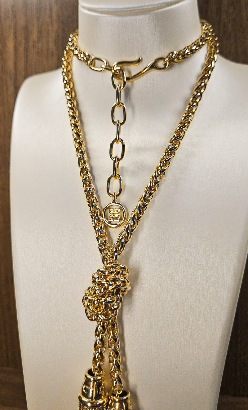 Vintage Givenchy Sautoir Necklace with Double Tassel