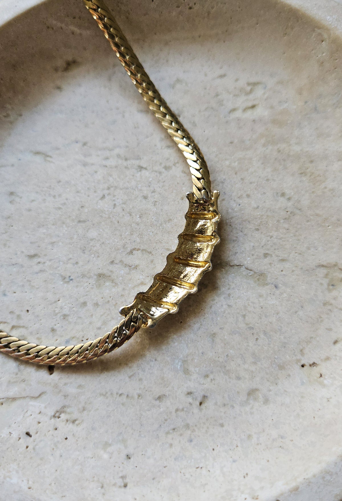 Vintage Nina Ricci Gold-Tone Rhinestone Necklace with Woven Chain