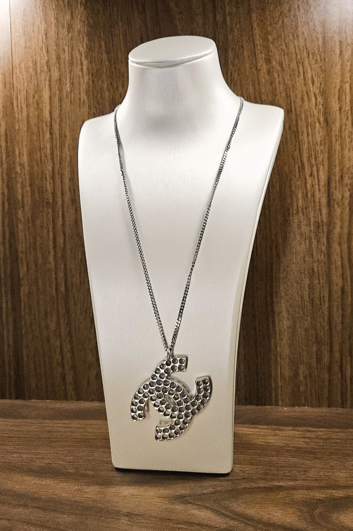 Chanel 2005 XL Silver CC Pendant Necklace