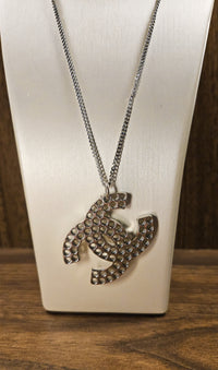Chanel 2005 XL Silver CC Pendant Necklace