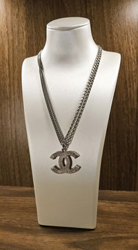 Chanel 2006 Silver-Tone XL CC Pendant Necklace
