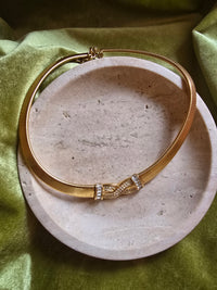 Vintage Christian Dior Gold-Tone Necklace with Crystal Pavé Centerpiece