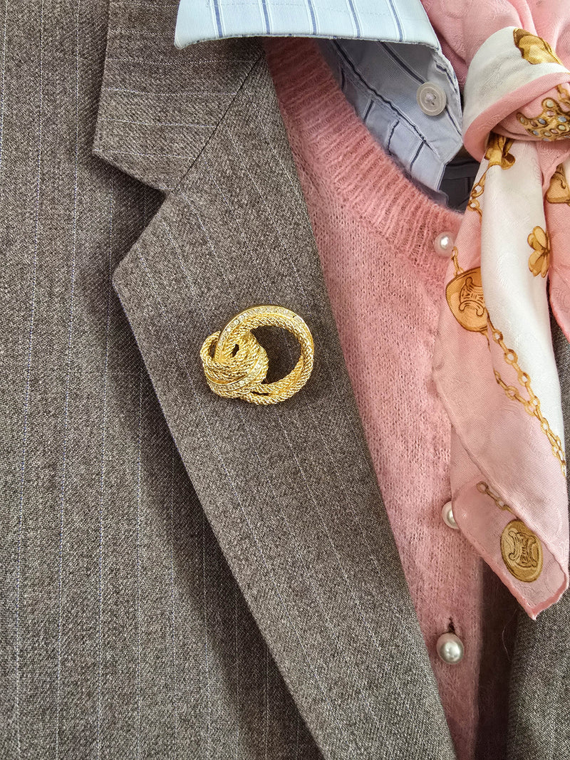 Christian Dior Vintage Gold Textured Knot Brooch