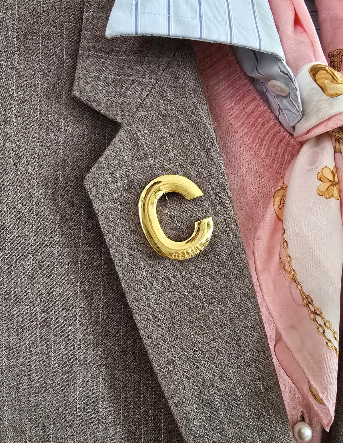 Vintage Celine Gold-Plated Brooch