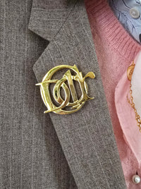 Vintage Christian Dior Gold Logo Brooch