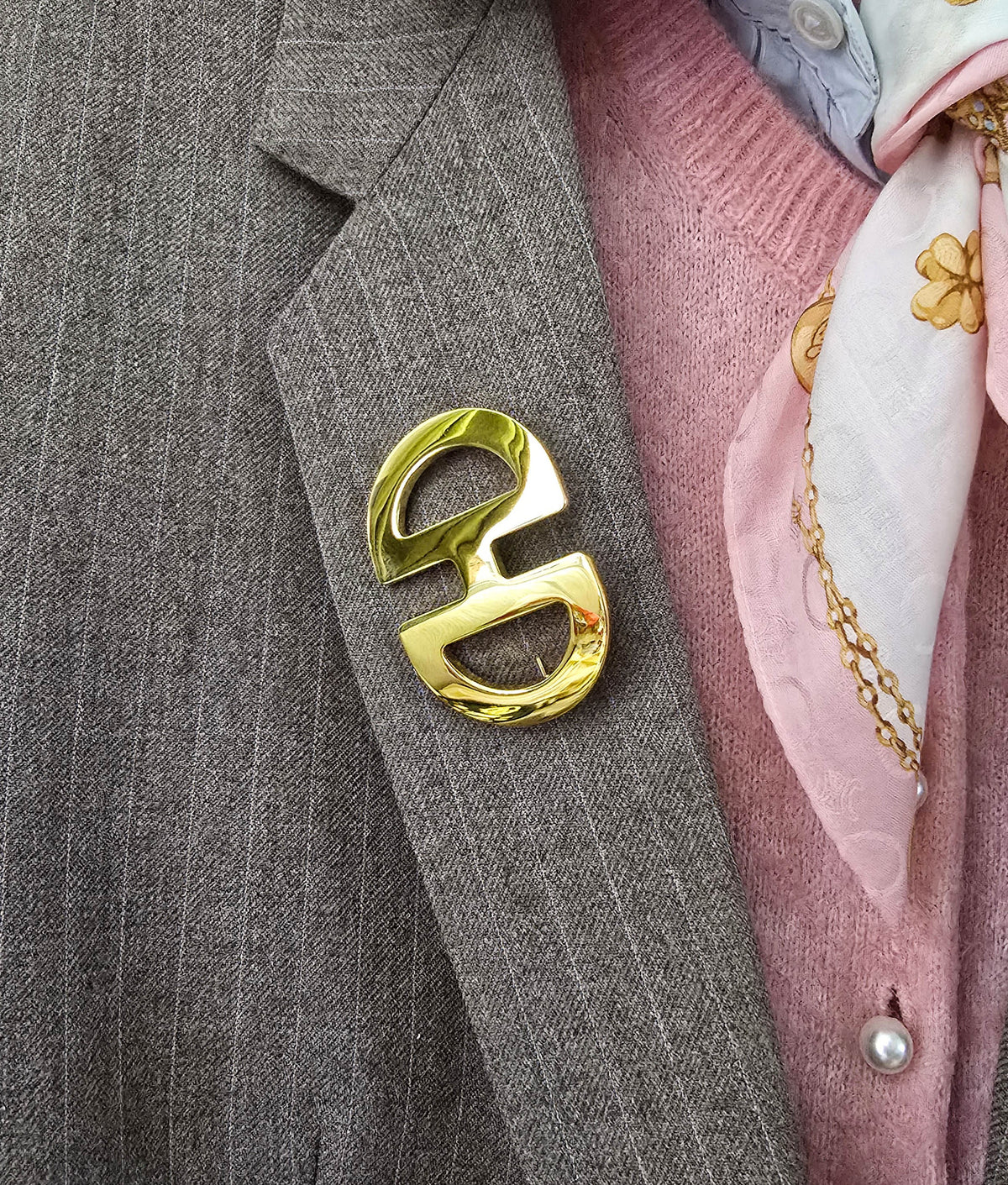 Vintage Céline Gold-Tone Double “C” Logo Brooch