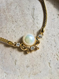Nina Ricci Pearl & Crystal Bow Necklace