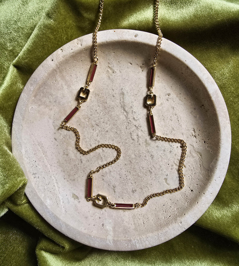 Givenchy G Red Enamel Sautoir Necklace