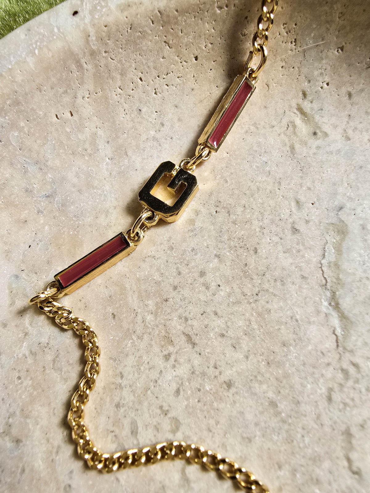 Givenchy G Red Enamel Sautoir Necklace