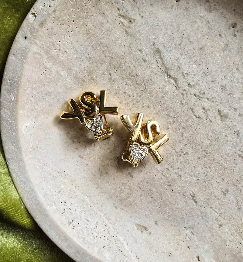 YSL Heart Logo Clip-On Earrings