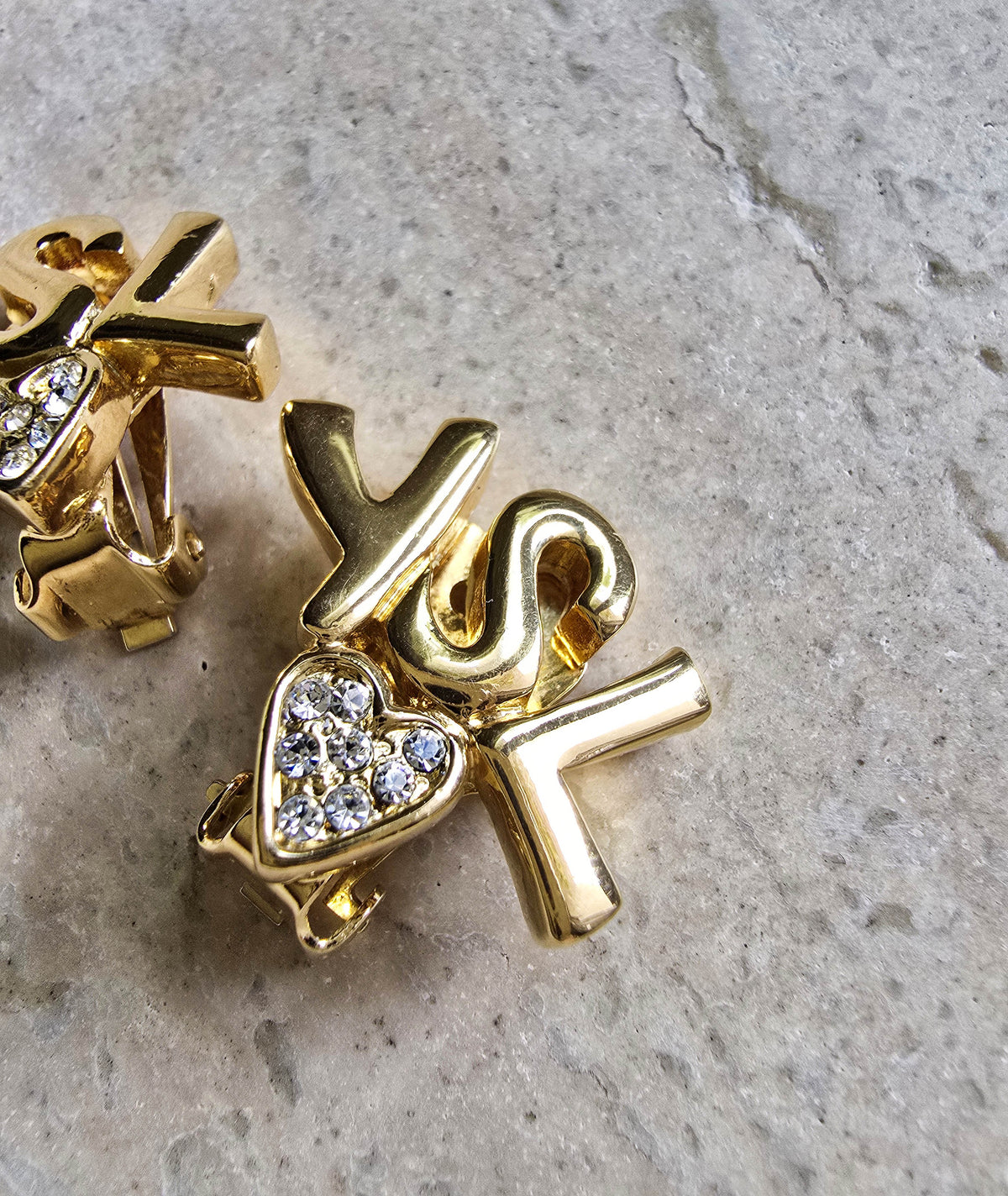 YSL Heart Logo Clip-On Earrings