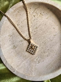 Nina Ricci Square Crystal Pendant Necklace
