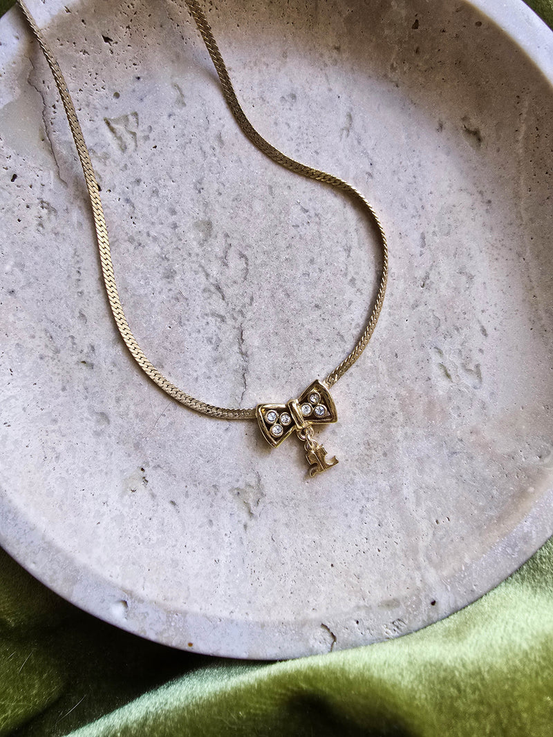 Courrèges Paris Bow Necklace with Logo Charm