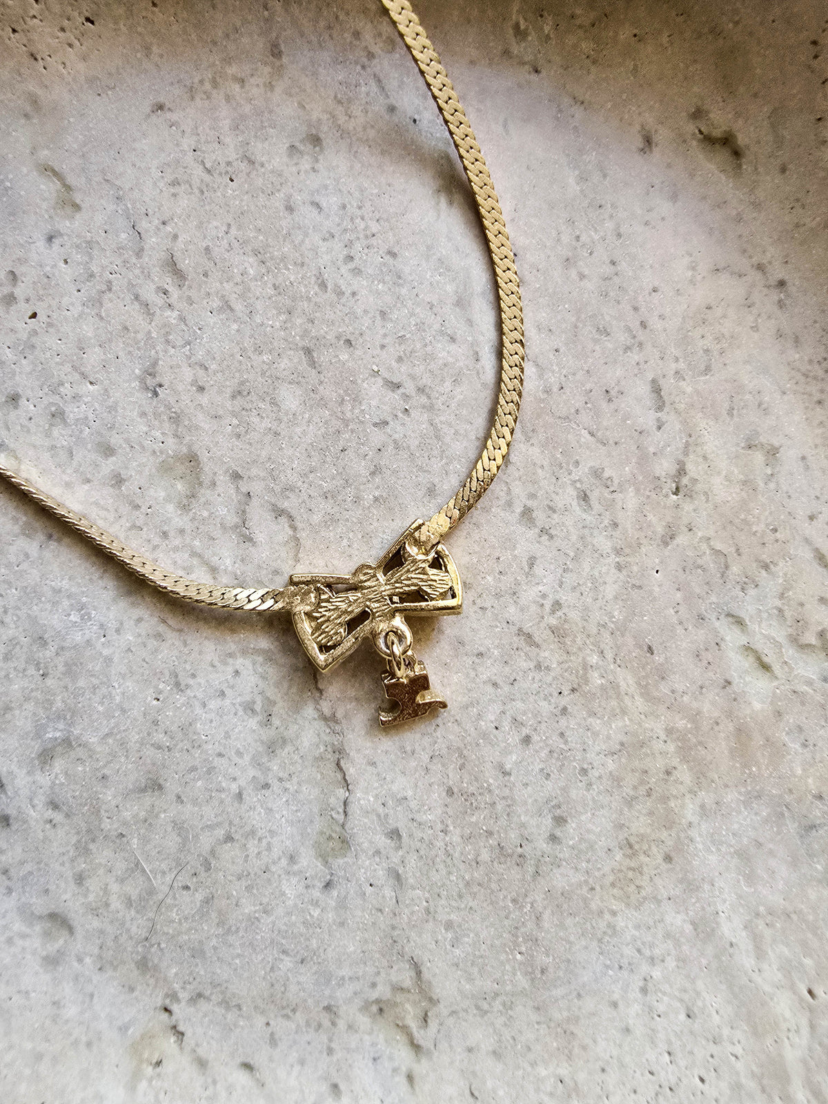 Courrèges Paris Bow Necklace with Logo Charm