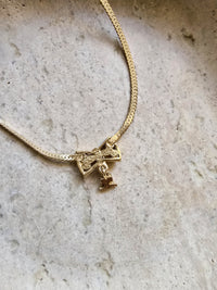 Courrèges Paris Bow Necklace with Logo Charm
