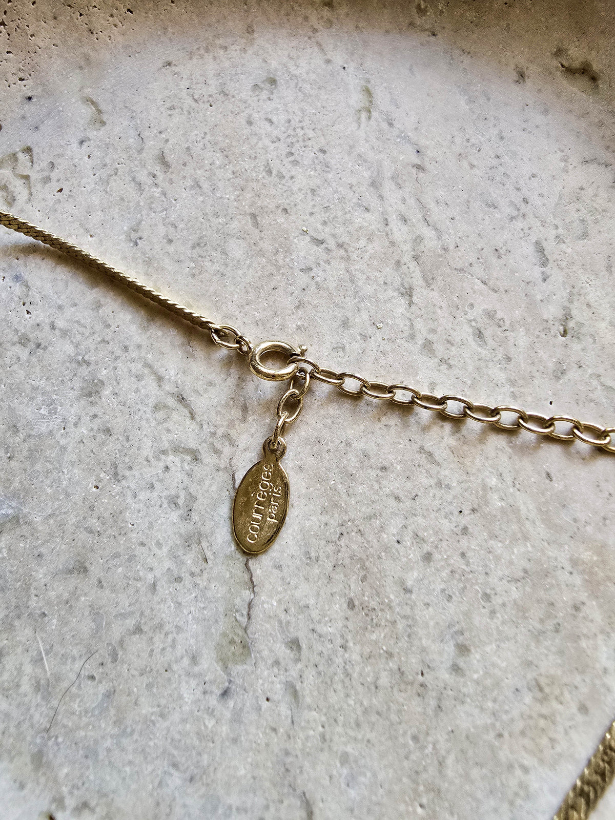 Courrèges Paris Bow Necklace with Logo Charm