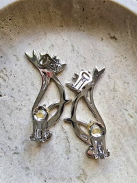 Christian Dior Art Deco Silver-Tone Clip-On Ear Cuff Earrings
