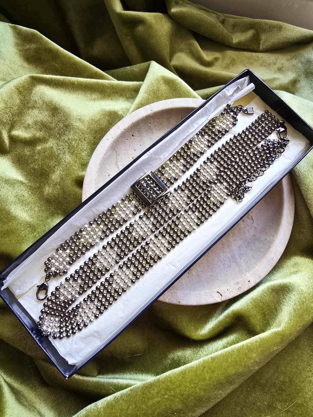 Givenchy Silver Tone Necklace and Bracelet Set