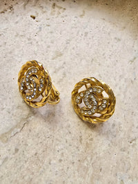 Chanel Gold-Plated Twisted Rope CC Clip-On Earrings