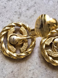 Chanel Gold-Plated Twisted Rope CC Clip-On Earrings