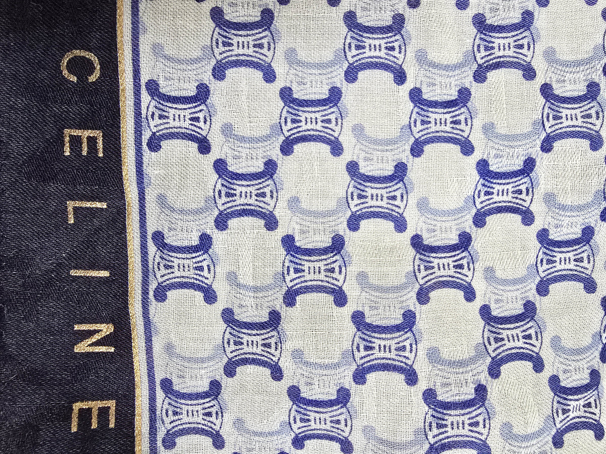 Foulard Bandana Céline Monogramme Triomphe Bleu Marine