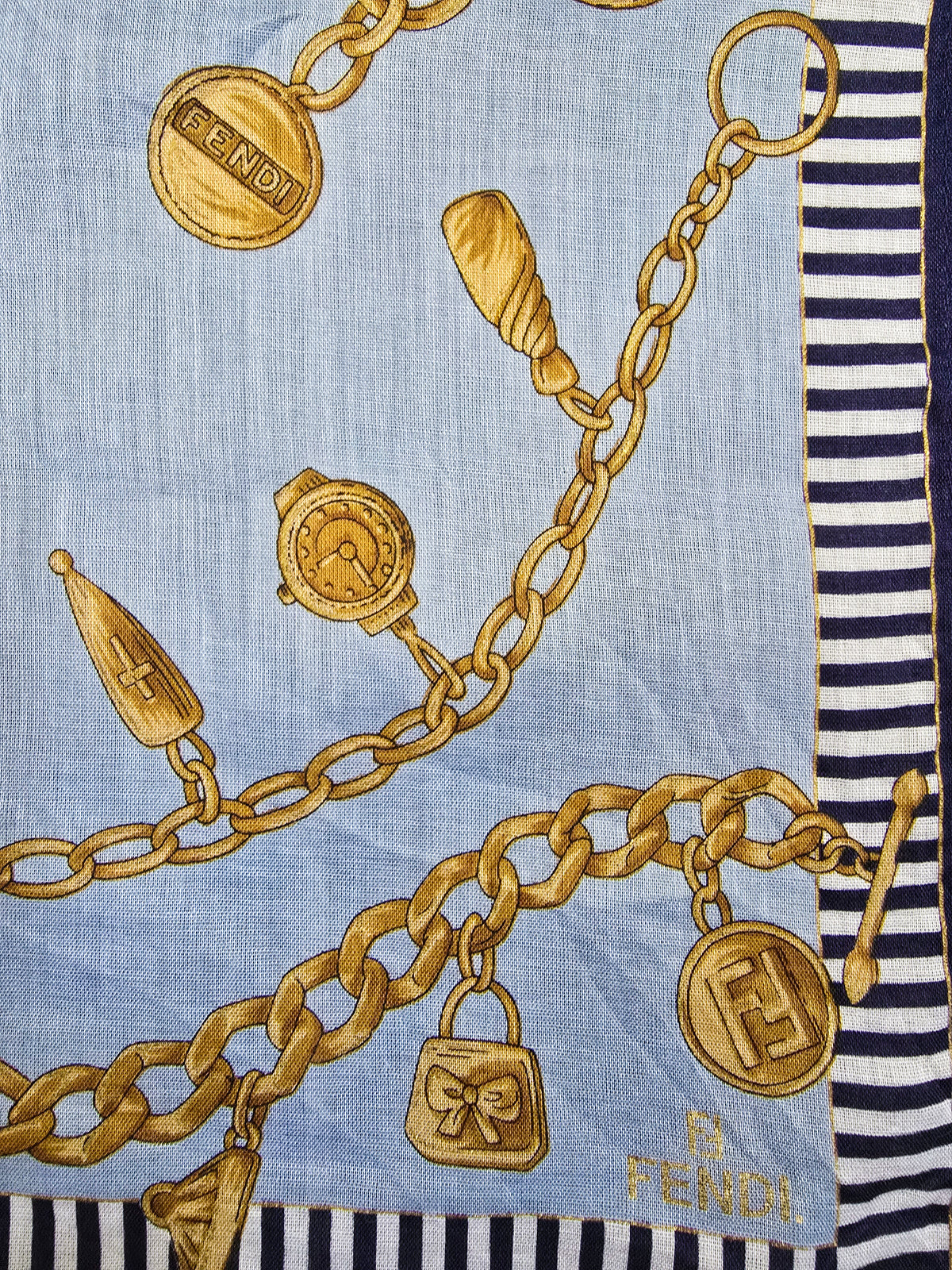 Fendi Vintage Charm Chain Cotton Bandana Scarf