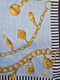 Fendi Vintage Charm Chain Cotton Bandana Scarf