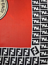 Vintage Fendi Red Logo Silk Scarf