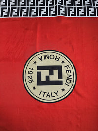 Vintage Fendi Red Logo Silk Scarf