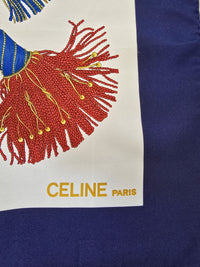 Vintage Celine Silk Scarf with Tassel & Chain Motif