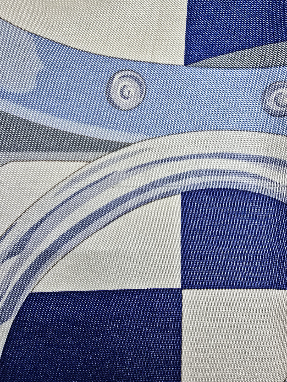 Vintage Celine 100% Silk Scarf – Blue & White Equestrian Print