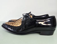 Celine SS20 Hedi Slimane Leopard Print Patent Leather Pointed Toe Derbies