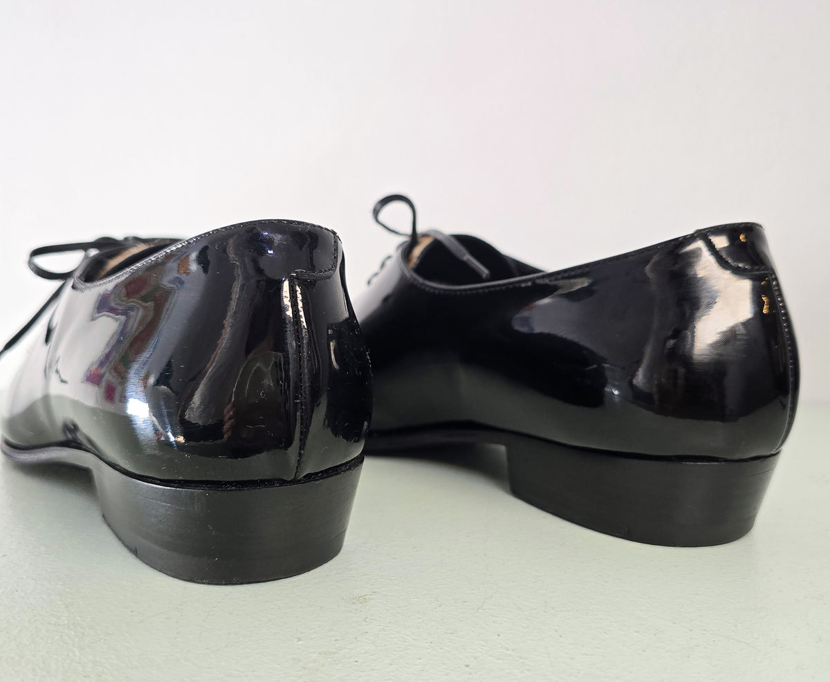 Celine SS20 Hedi Slimane Leopard Print Patent Leather Pointed Toe Derbies