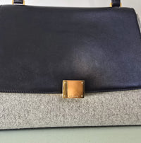 Celine Trapeze Bag Grey Felt Black Leather