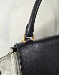 Celine Trapeze Bag Grey Felt Black Leather