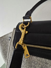 Celine Trapeze Bag Grey Felt Black Leather