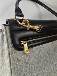 Celine Trapeze Bag Grey Felt Black Leather
