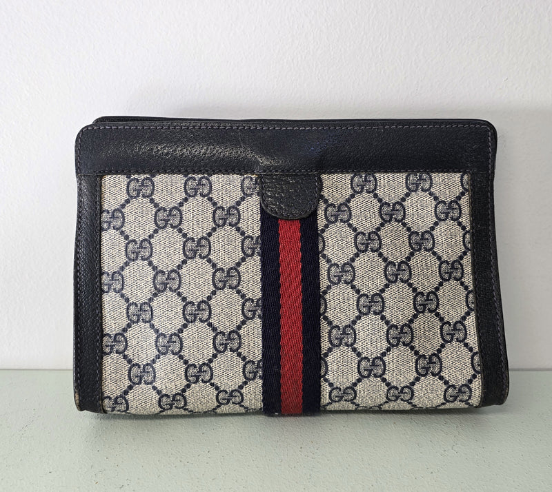 Gucci Clutch GG Navy Monogram Canvas