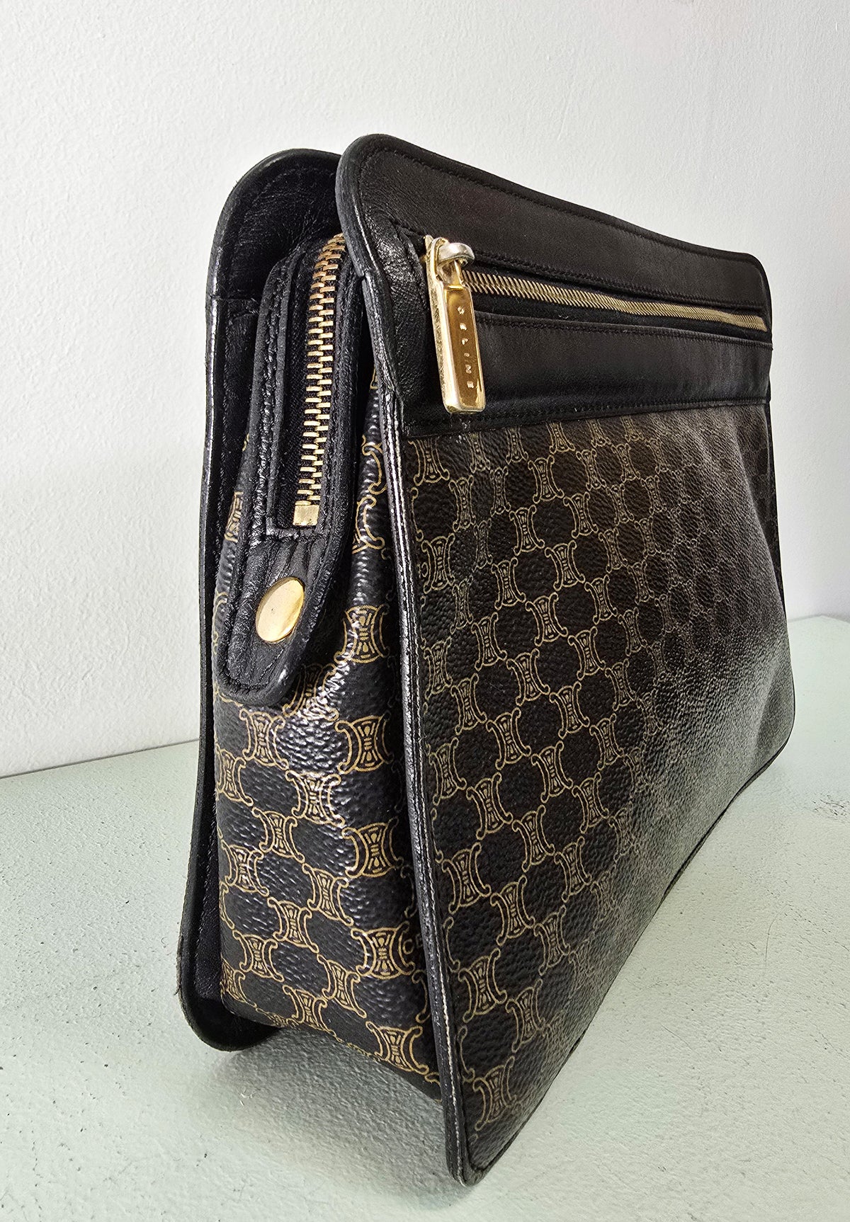 Celine Black Macadam Clutch Bag