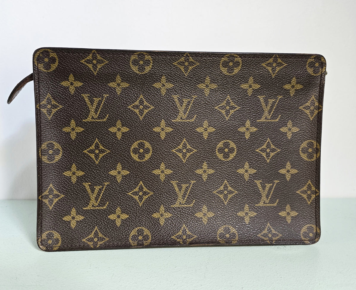 Louis Vuitton Monogram Clutch Bag Brown Canvas