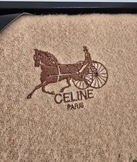 Celine Wool Scarf Camel Beige Horse Carriage Logo