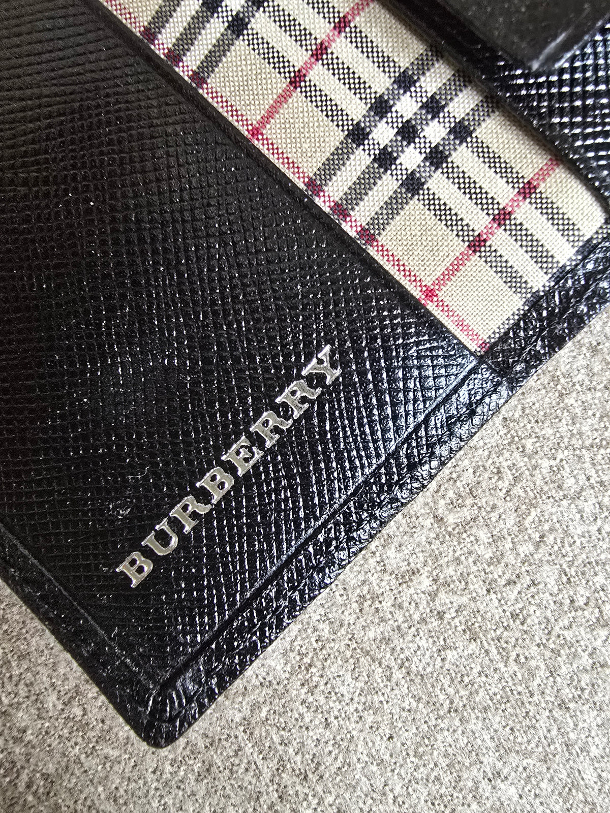 Burberry Multi Key Holder with Check Canvas & Black Leather